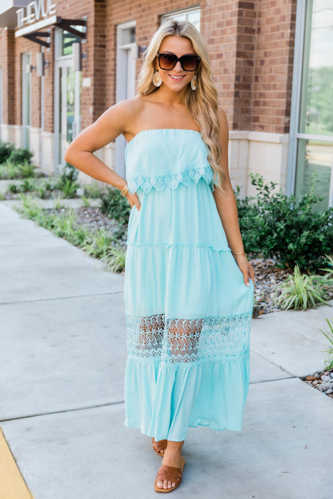 pink and navy maxi dress