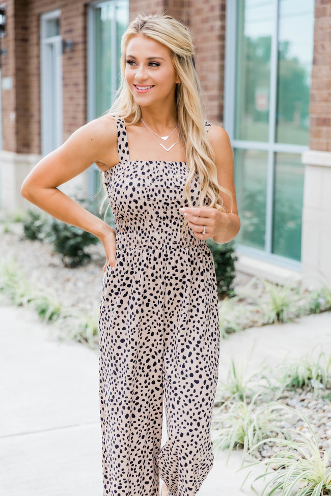 Aim For The Best Animal Print Jumpsuit Taupe – Pink Lily