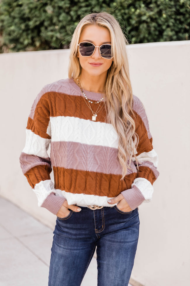 Always Fashion Forward Colorblock Rust Sweater FINAL SALE – Pink Lily