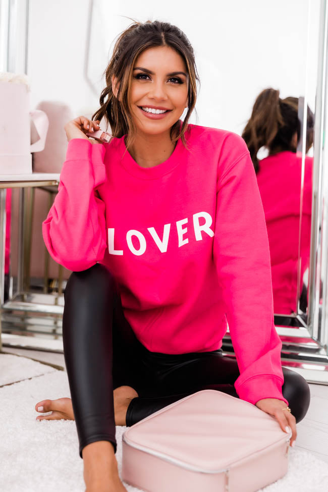 LOVER Block Hot Pink Graphic Sweatshirt