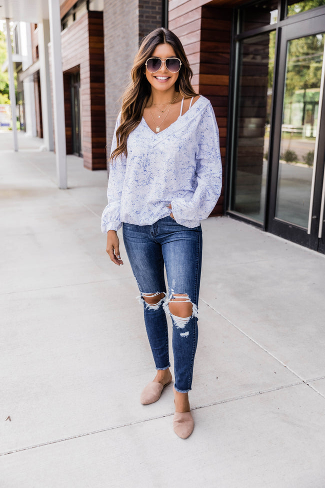 Undeniable Soul Blue/White Blouse – Pink Lily