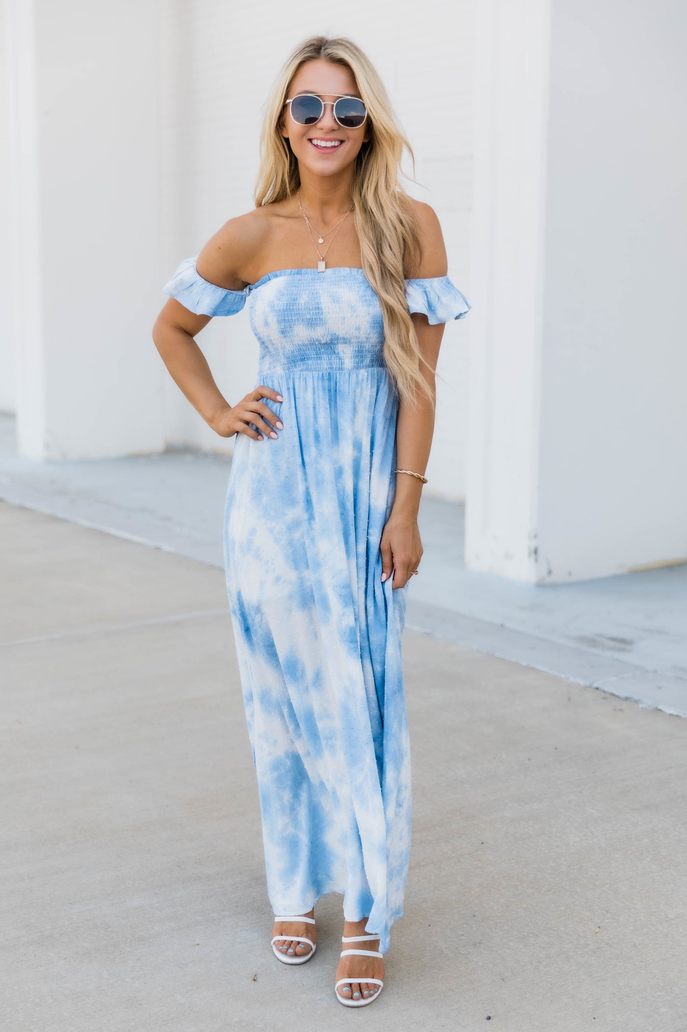 pink and blue tie dye dress