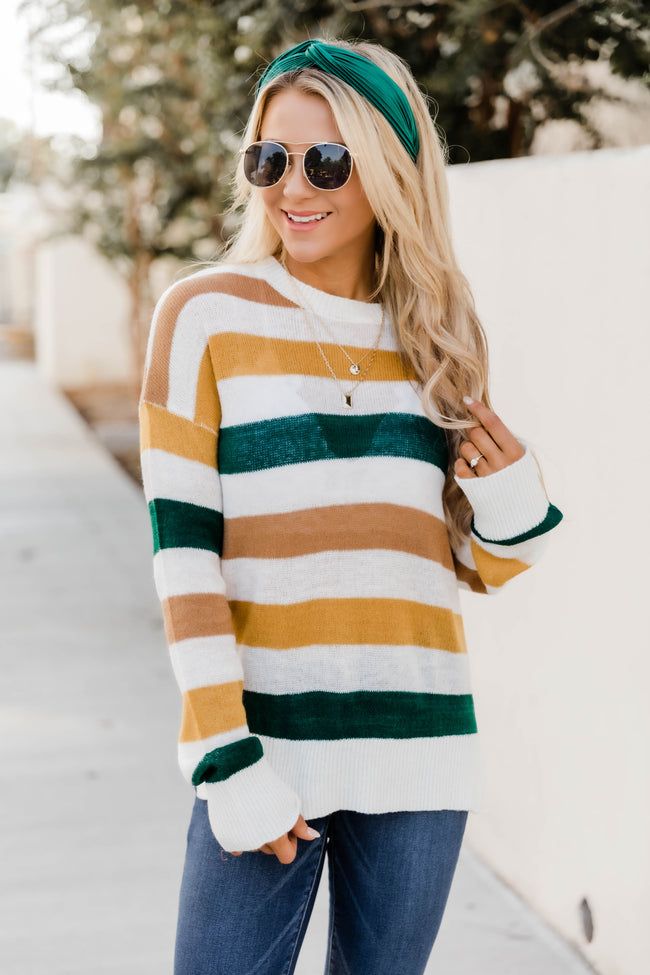 Rhyme The Words Striped Green/Yellow Sweater FINAL SALE – Pink Lily