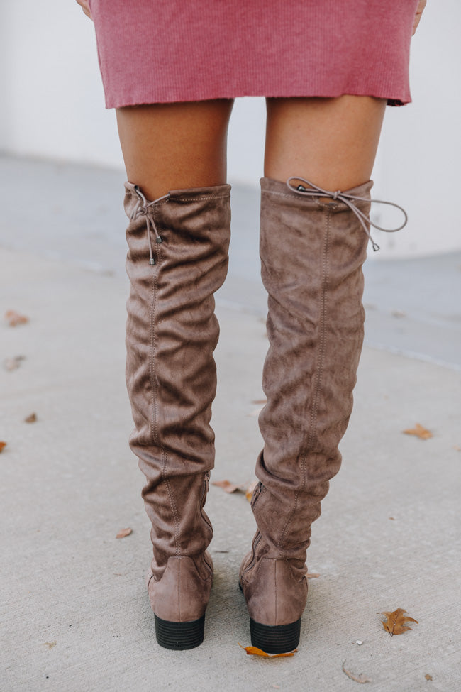 The Elise Taupe Over The Knee Boots – Pink Lily
