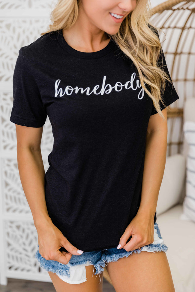 Homebody Script Black Graphic Tee – Pink Lily