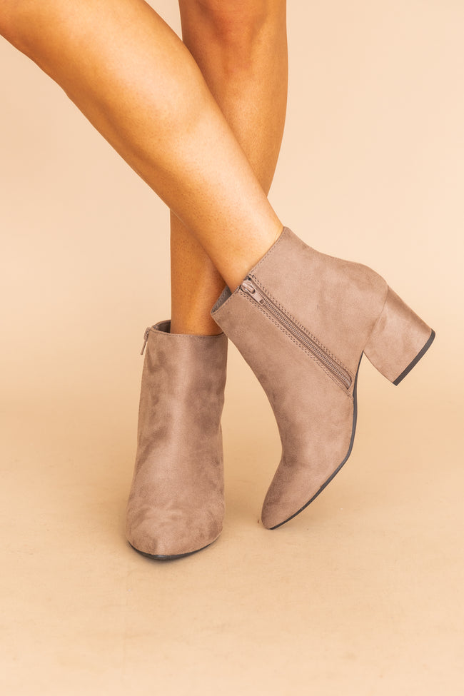 taupe suede booties