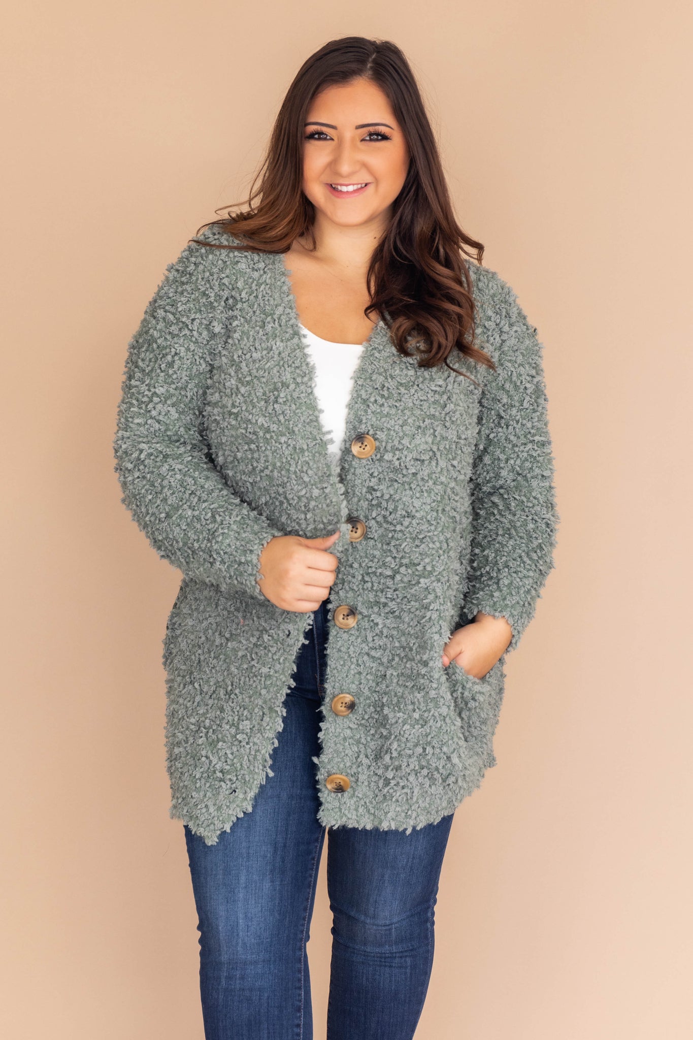 Ambitious Ideas Sage Cardigan FINAL SALE – Pink Lily
