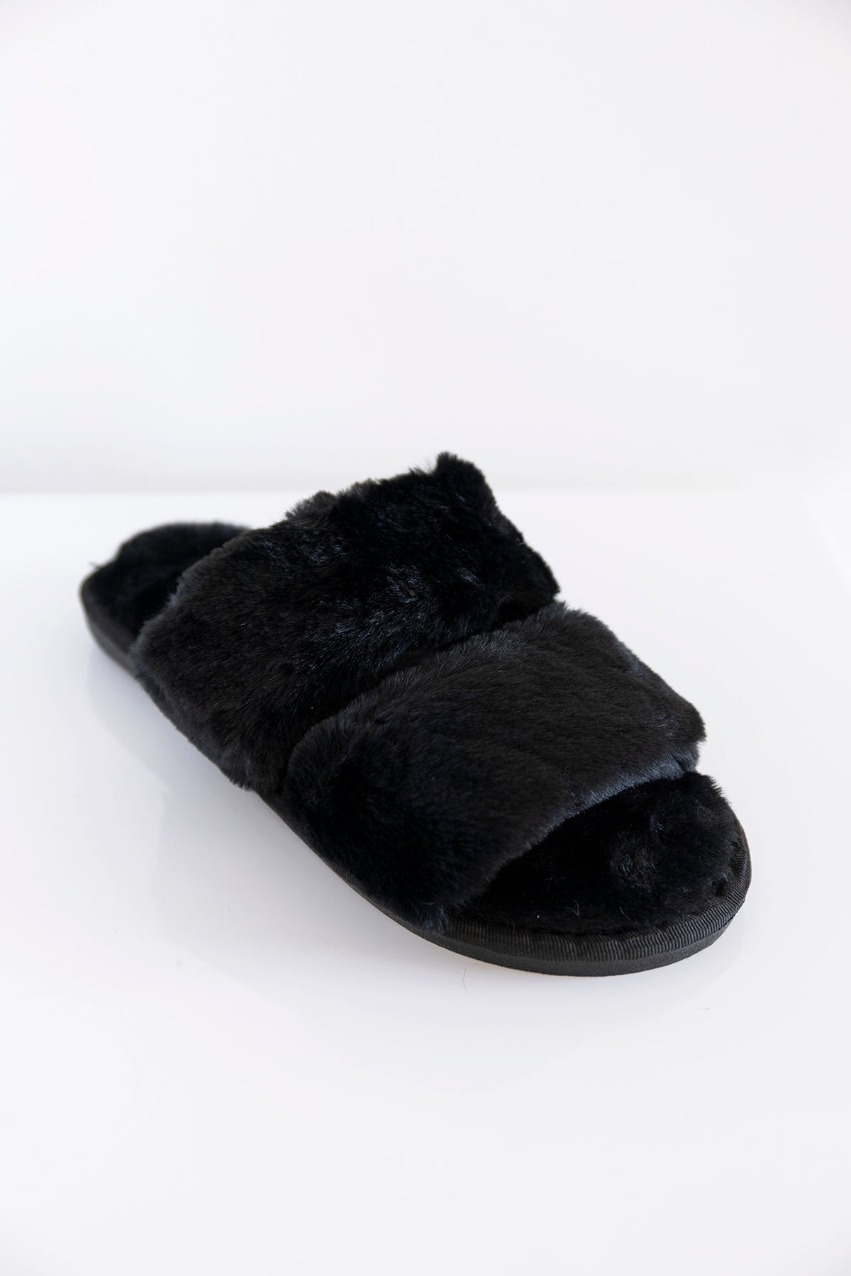 fuzzy slippers black