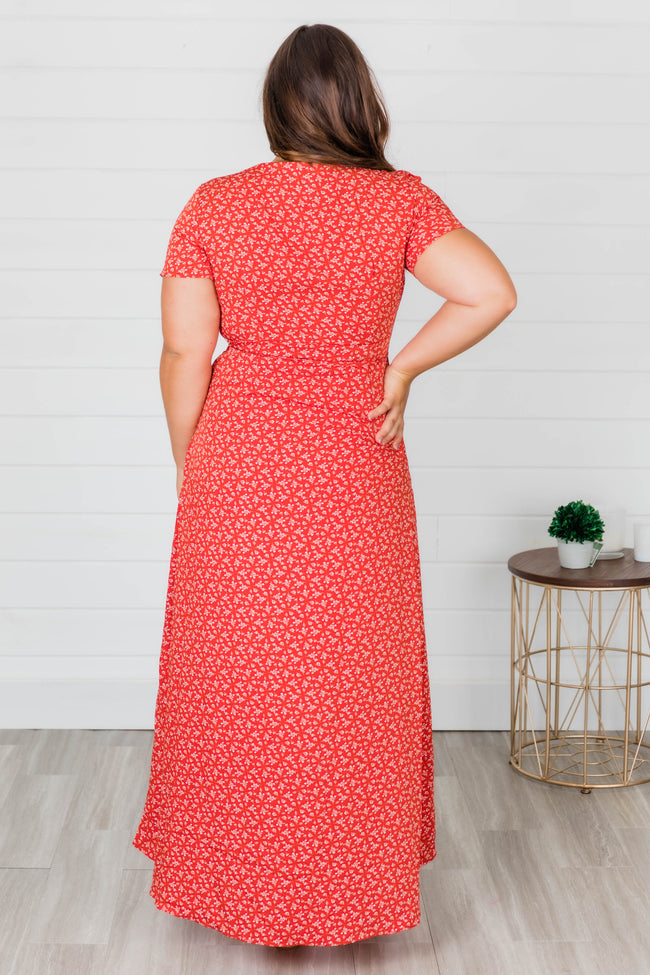 maxi red floral dress