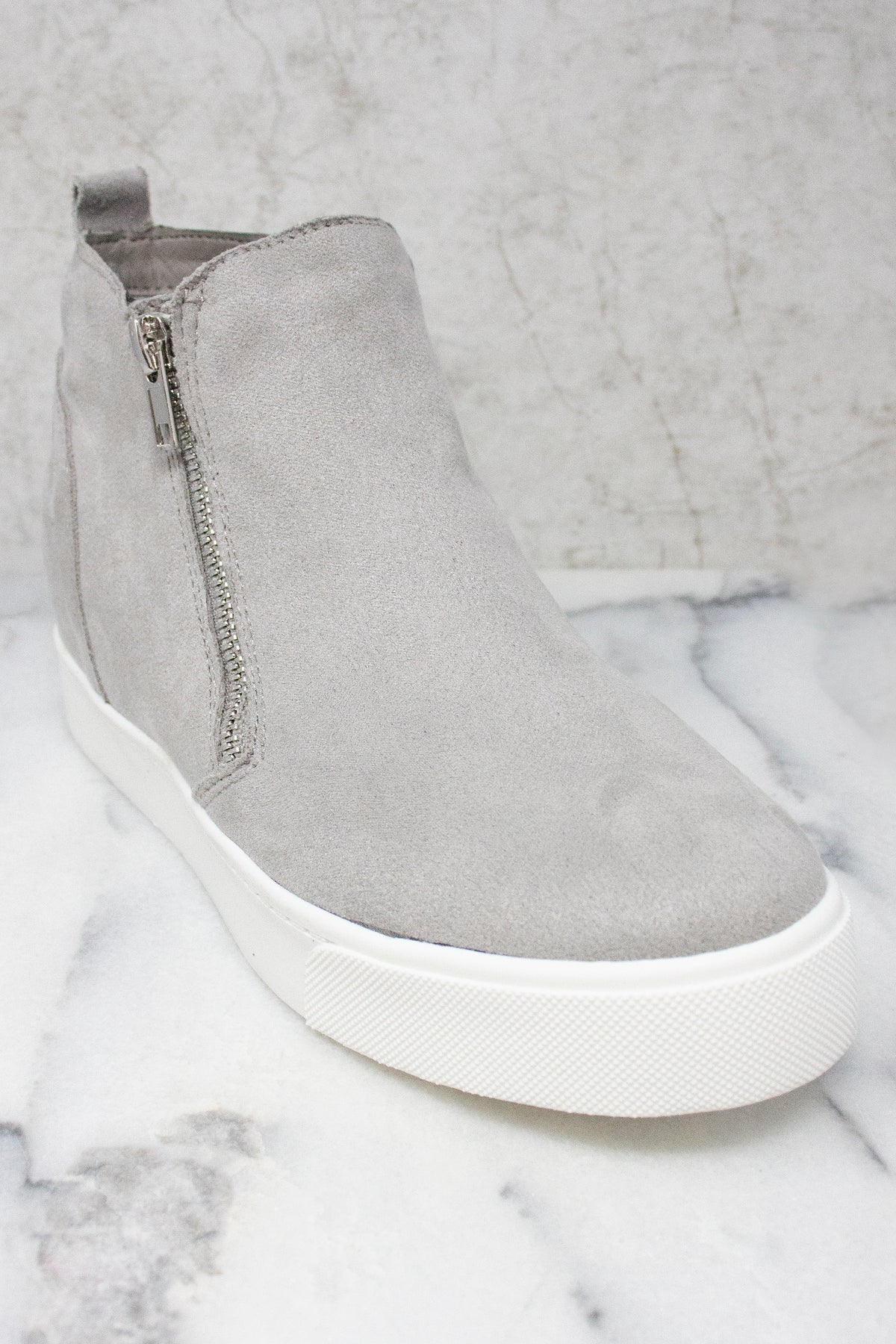 Danielle Grey Wedge Sneakers – Pink Lily