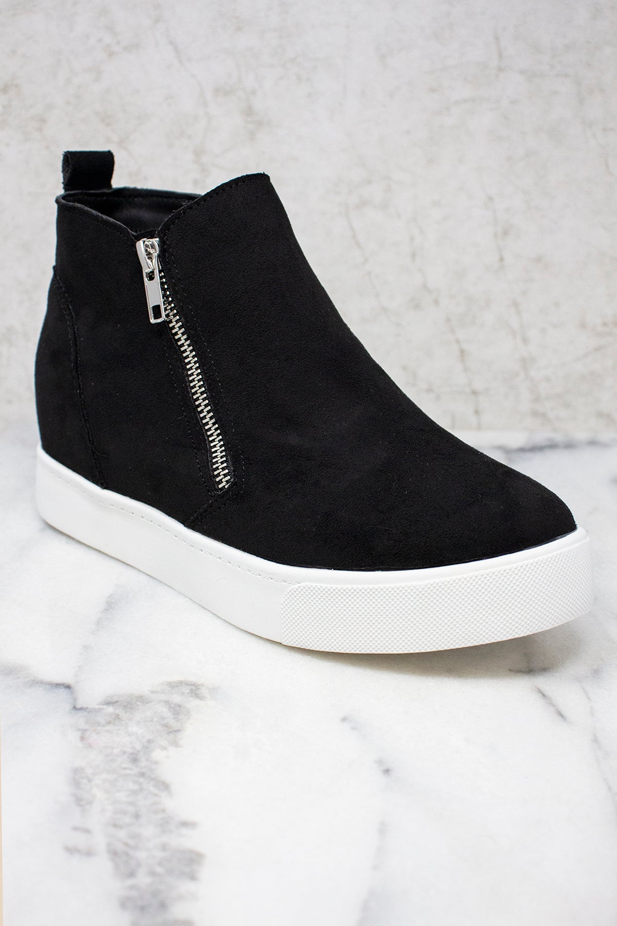 all black wedge sneakers