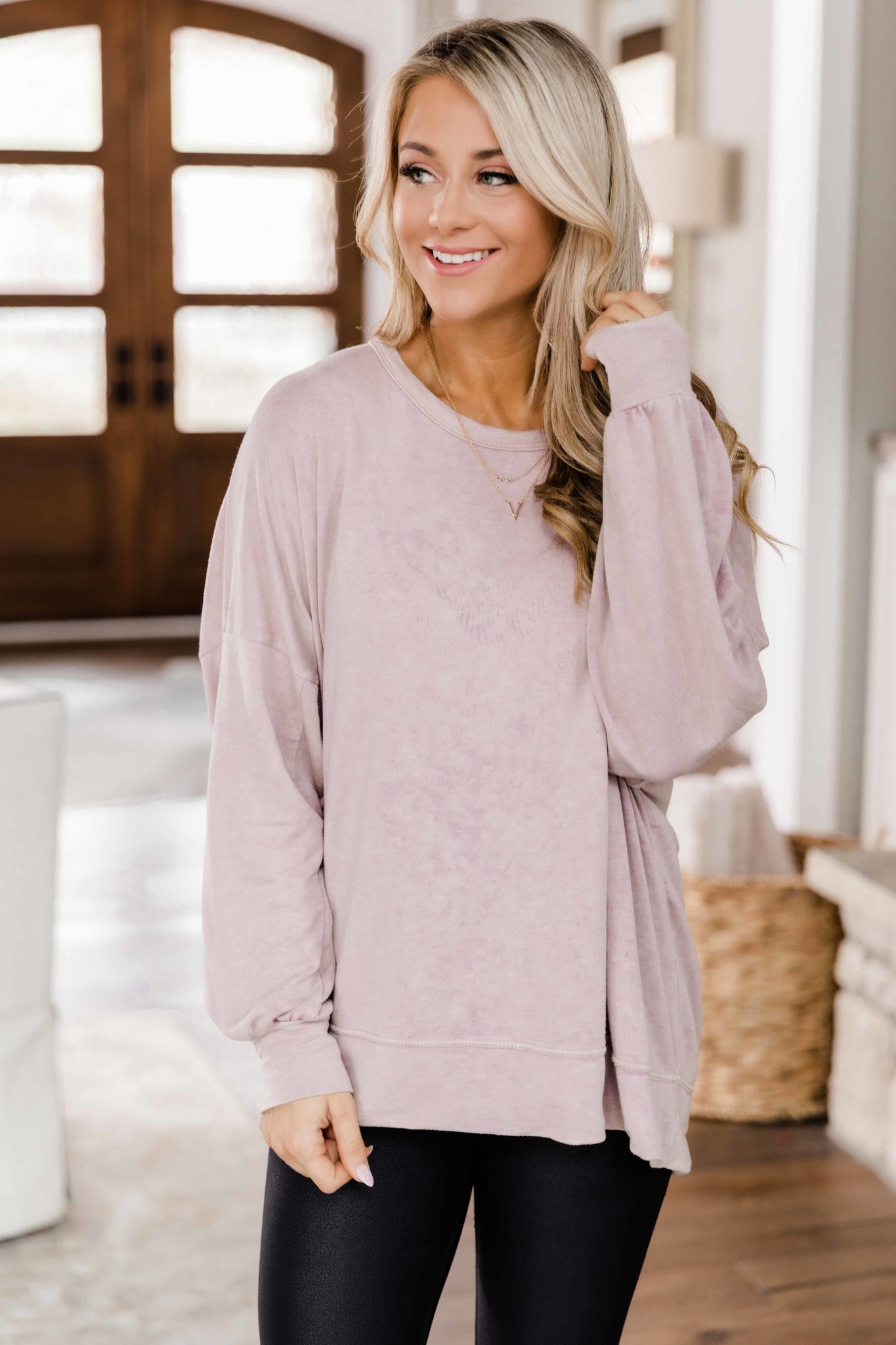 Let's See What Happens Dusty Mauve Pullover – Pink Lily