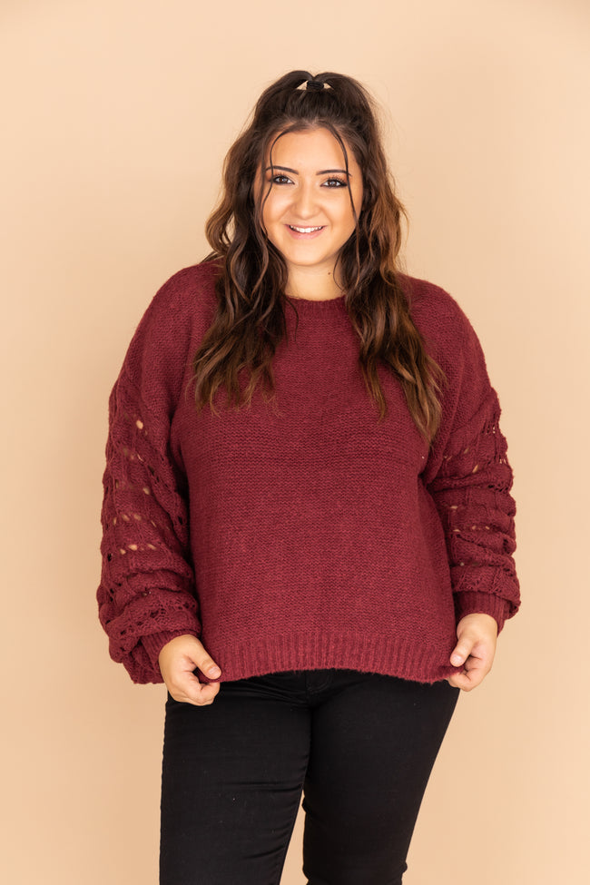 She's The Center Of Attention Burgundy Sweater – Pink Lily