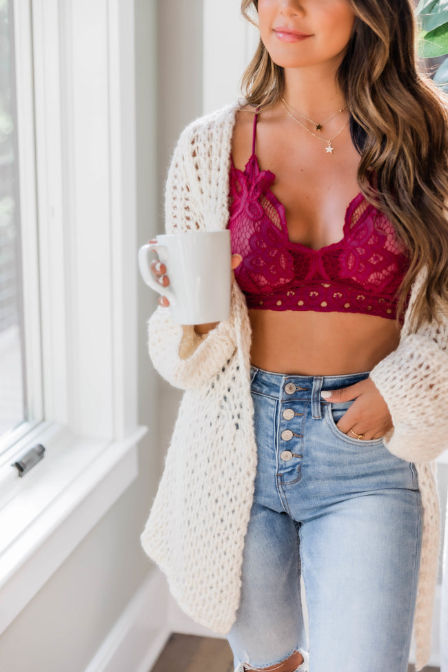 So This Is Love Burgundy Lace Bralette SALE – Pink Lily