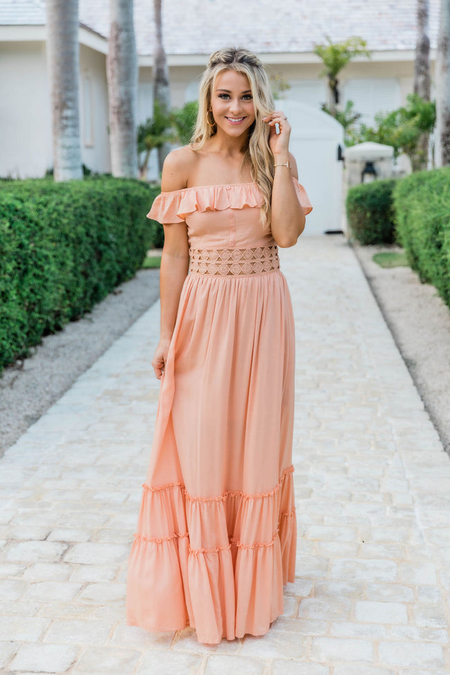 Look At Me Peach Maxi Dress – Pink Lily