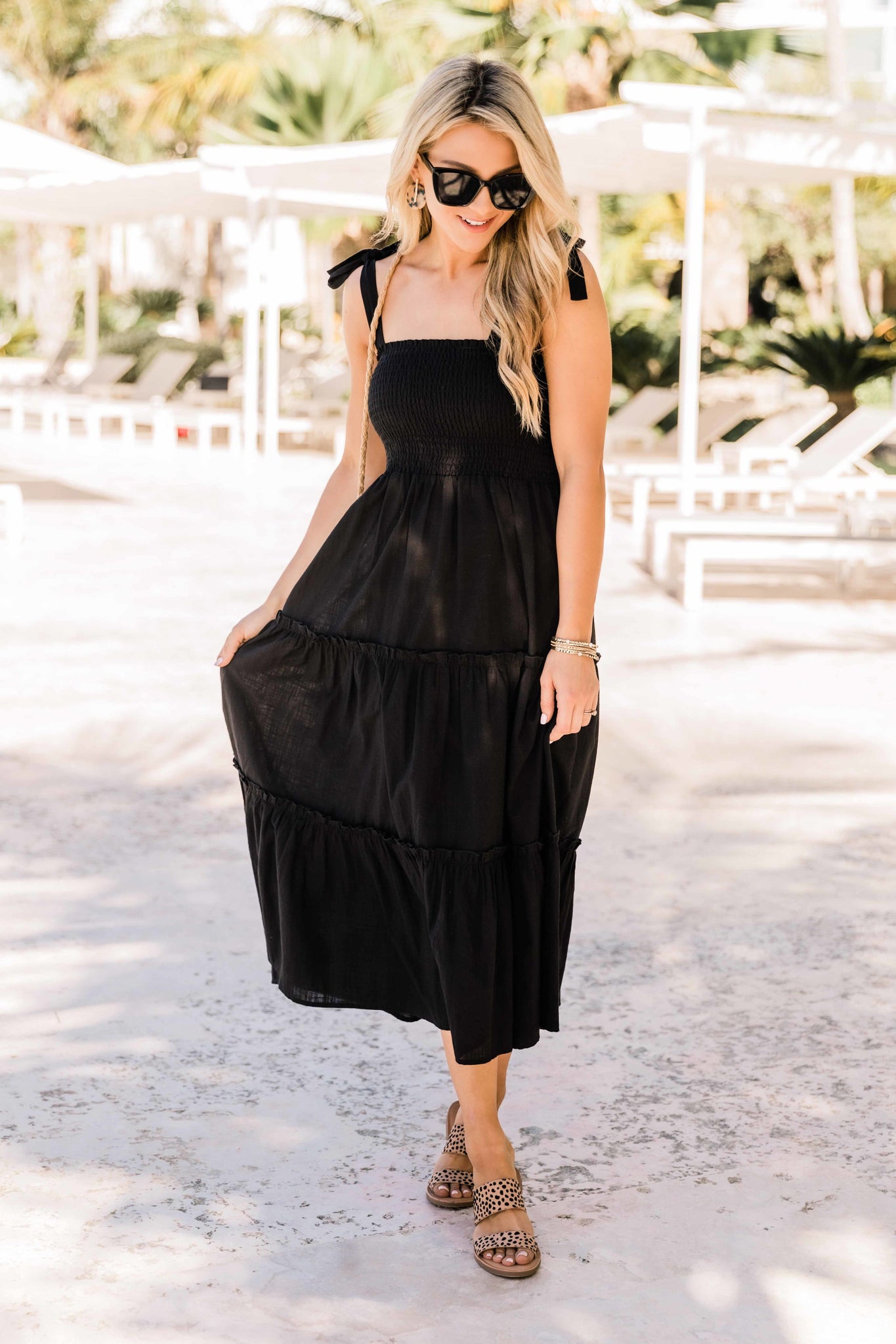 midi black dress casual