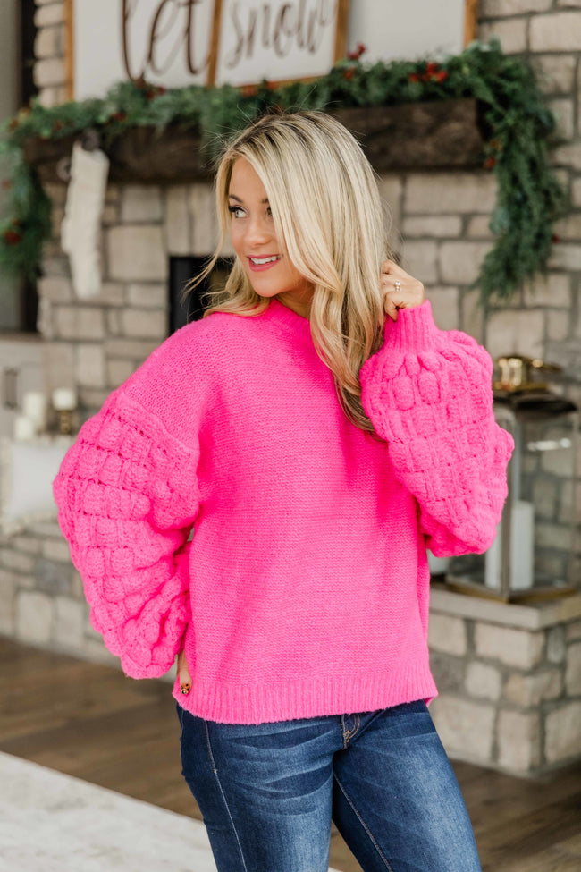 She's The Center Of Attention Hot Pink Sweater – Pink Lily