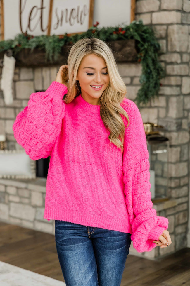 She's The Center Of Attention Hot Pink Sweater – Pink Lily