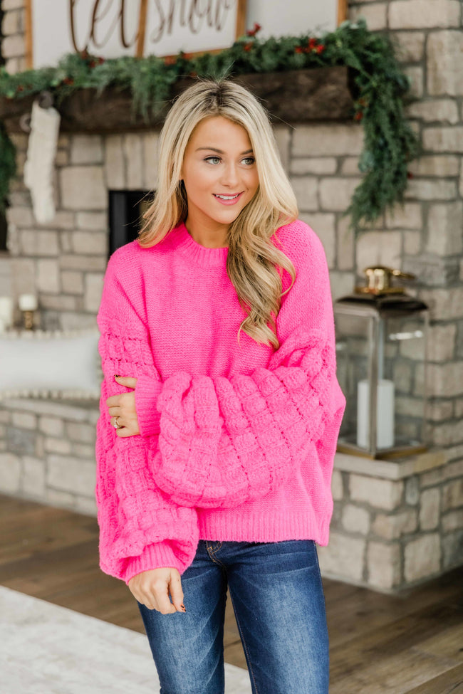 She's The Center Of Attention Hot Pink Sweater – Pink Lily