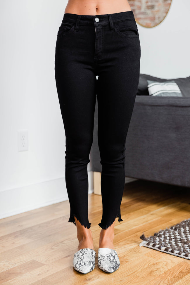 black distressed cropped jeans