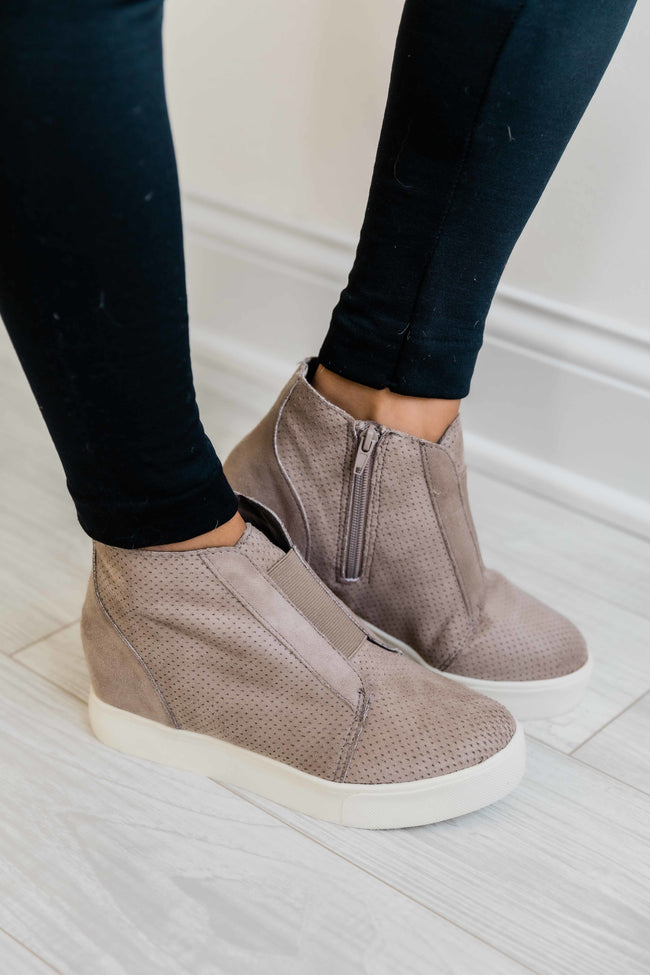 taupe wedge sneakers