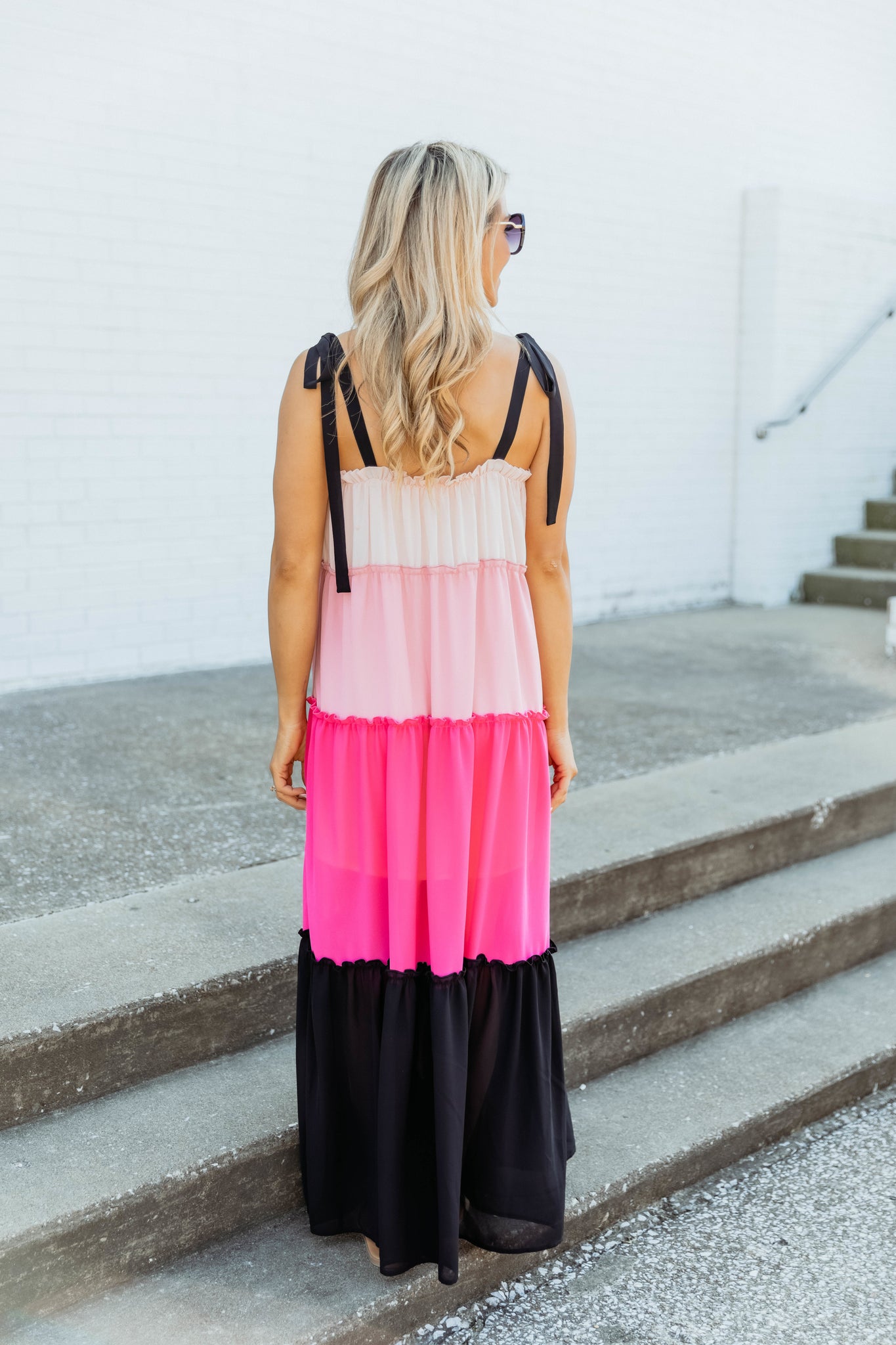 pink color maxi dress