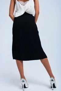Black Midi Skirt With Belt