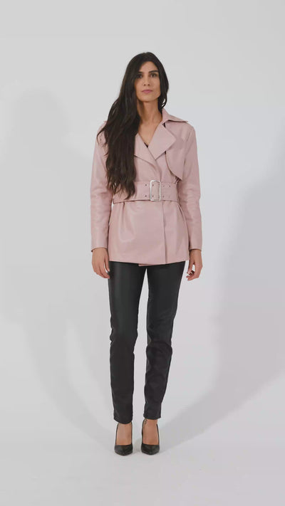 Florence Pink Faux Leather Jacket