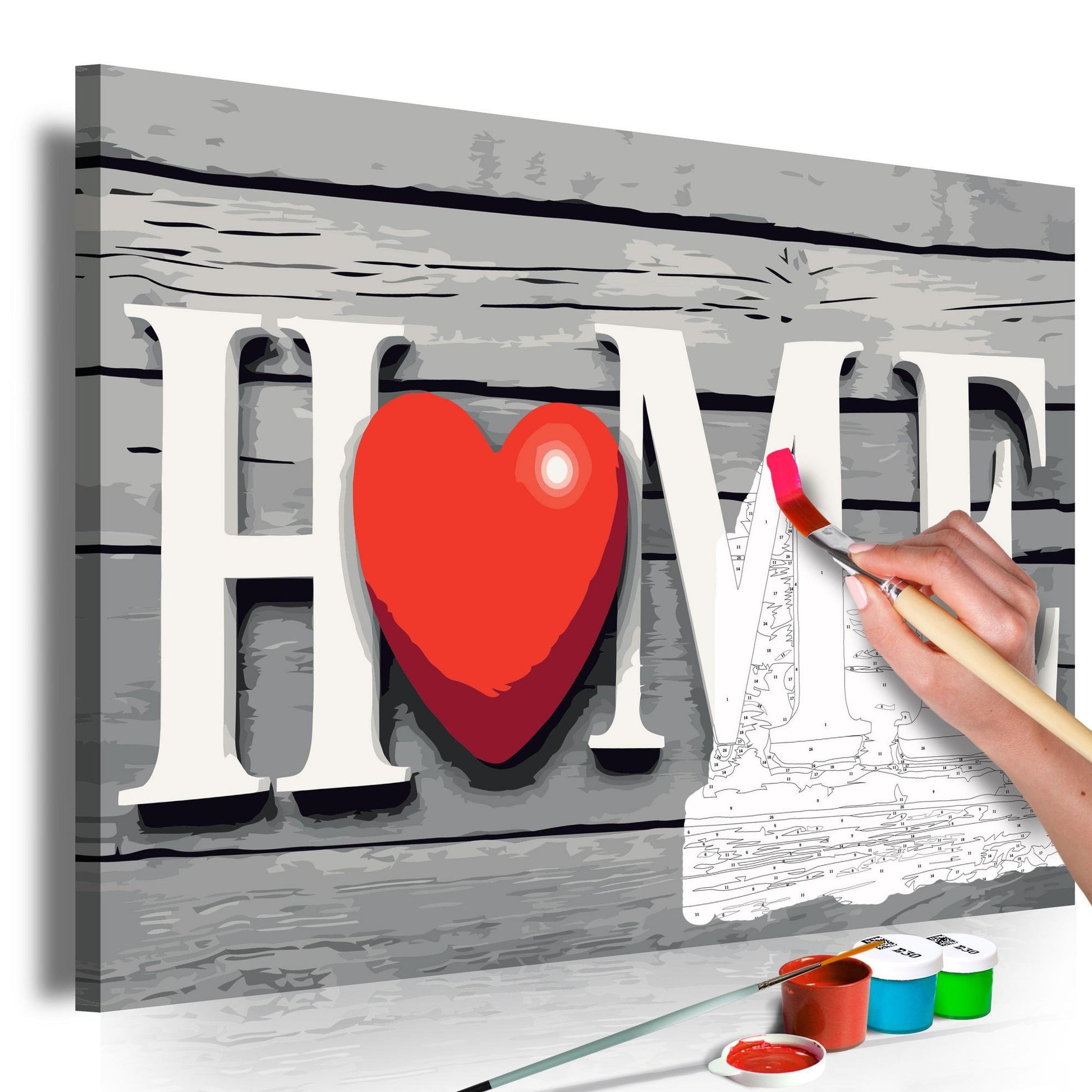 sociaal herwinnen ongerustheid Doe-het-zelf op canvas schilderen - Home with Red Heart – Koop Interieur