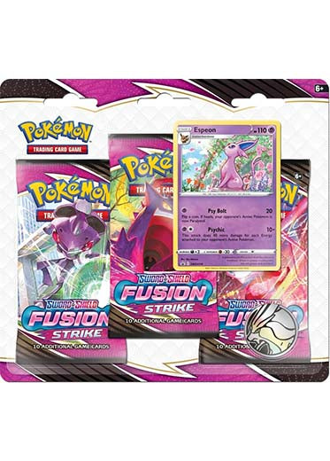 Pokemon Tcg Sword Shield 8 Fusion Strike 3 Pack Blister Espeon Double Sleeved Tcg