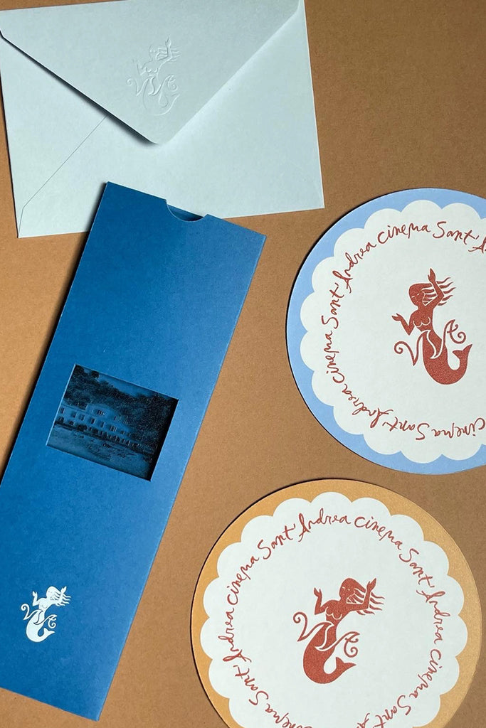 Cinema Sant Andrea printed coasters and invitation