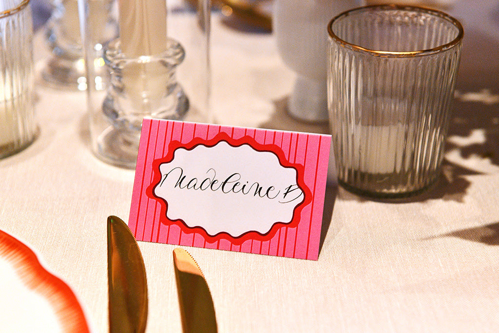 Bulgari event place card with calligraphy