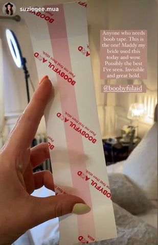 Boobyful aid clear tape used in a wedding dress 