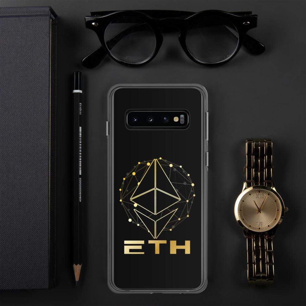 Gold on black ETH Ethereum Samsung Case