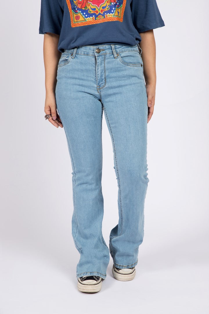 Sky Blue Low Rise Flare Jeans