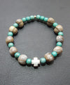 Howlite bracelet with howlite cross-Christianity Art