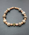 Howlite bracelet with howlite cross-Christianity Art