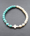 Howlite bracelet with howlite cross-Christianity Art