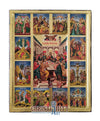 Dodekaorton - 12 Great Feasts (Engraved icon - old looking icon - S Series)-Christianity Art