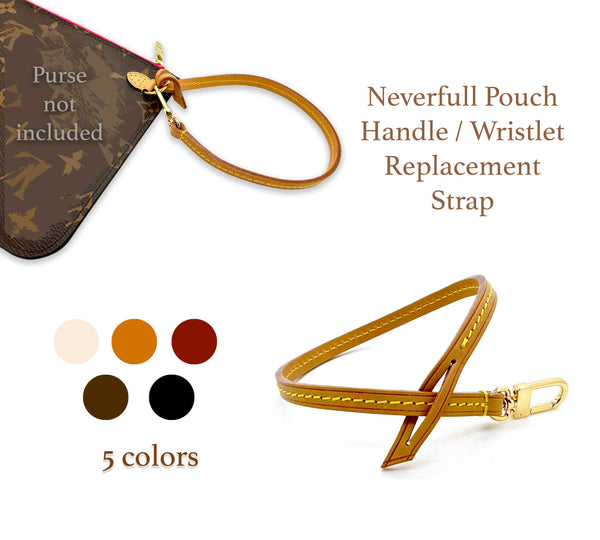 Replacement Hands-Free Wristlet Strap Vachetta Leather for Pochette Wallet  and Clutch (Apricot)