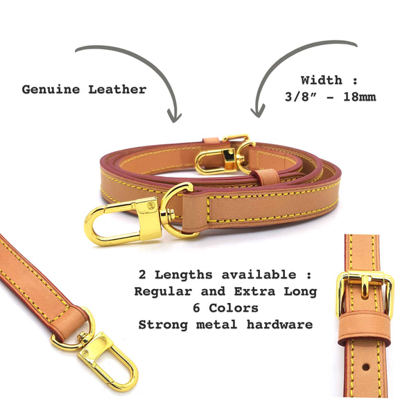 Vachetta Leather Crossbody Strap Genuine Leather Adjustable