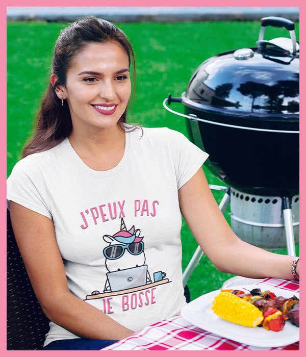 t shirt licorne femme je peux pas je bosse