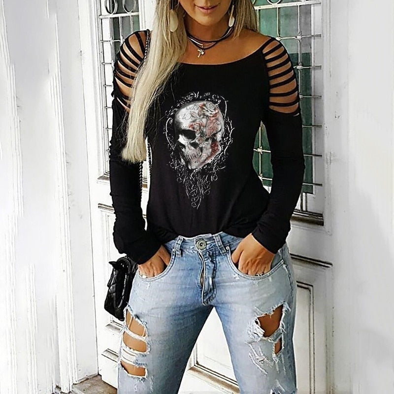 2021 New Goth Skull T-Shirt for Women