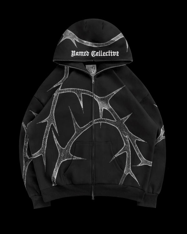 THORN RHINESTONE ZIP HOODIE BLACK – NAMED COLLECTIVE®