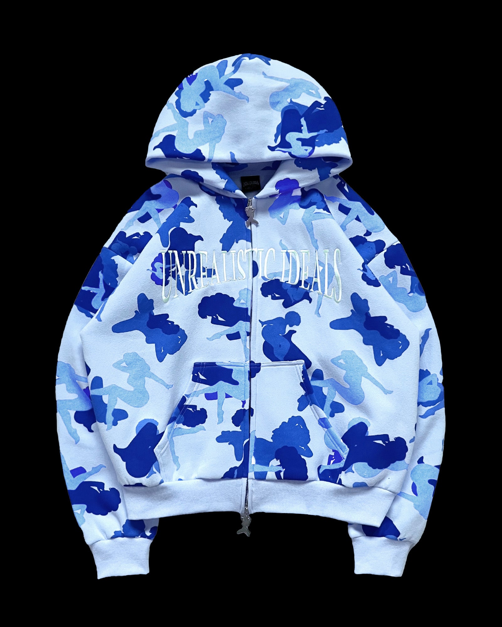 Blue camo 2025 zip up hoodie