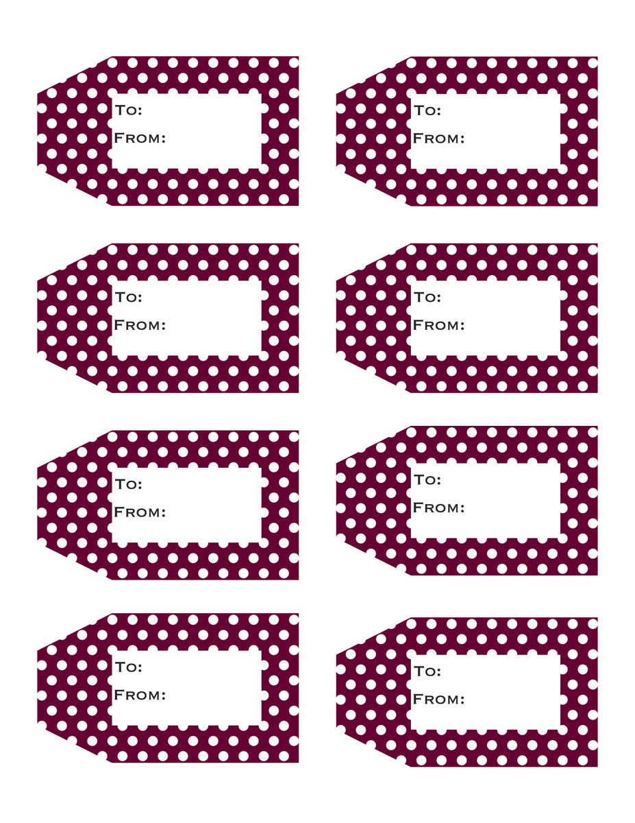 Polka Dot Printable Gift Tags {12 different colors - 96 Tags} – To ...