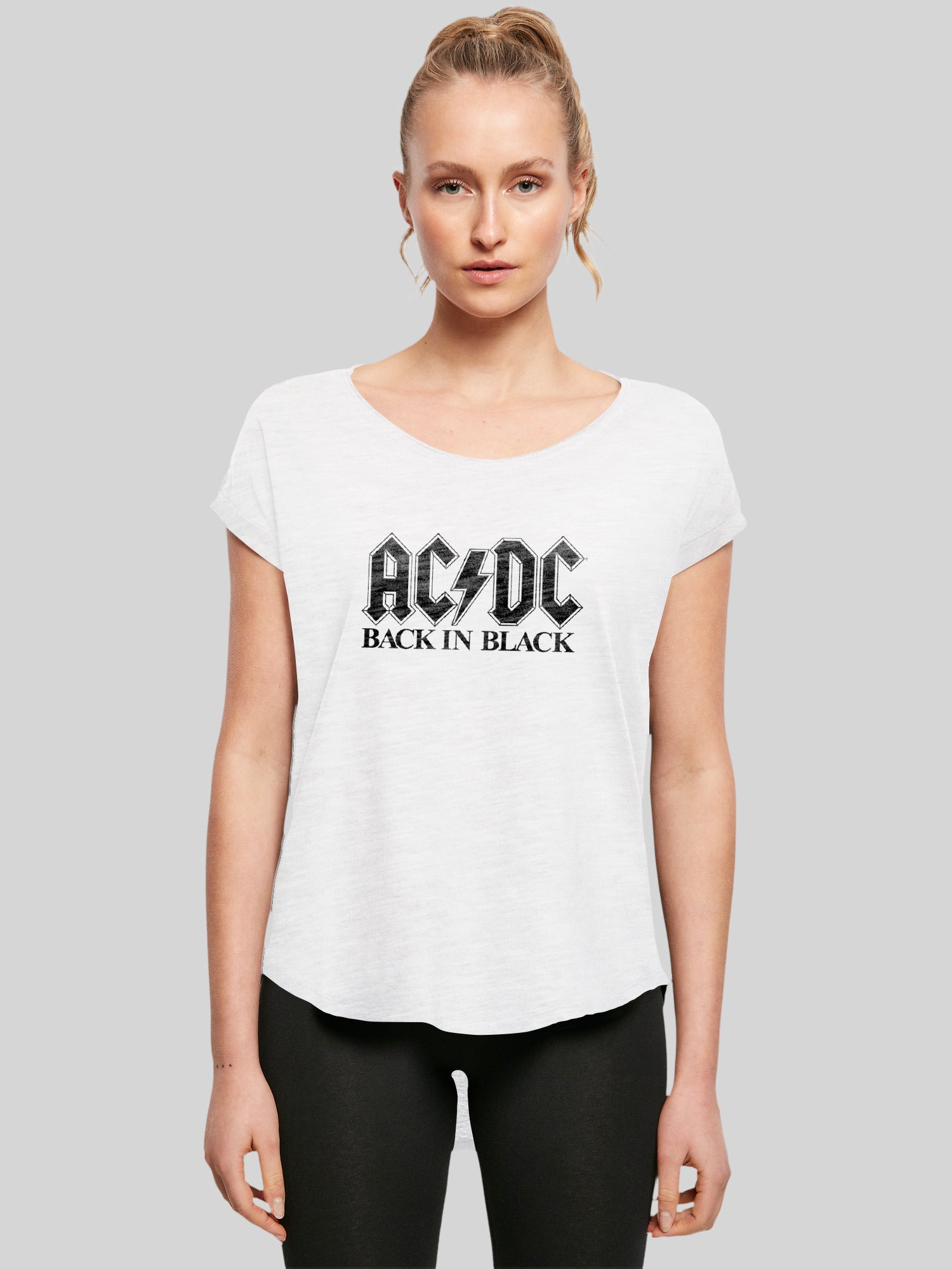 ACDC T-Shirt | Back In Black Logo | Premium Long Ladies Tee – F4NT4STIC