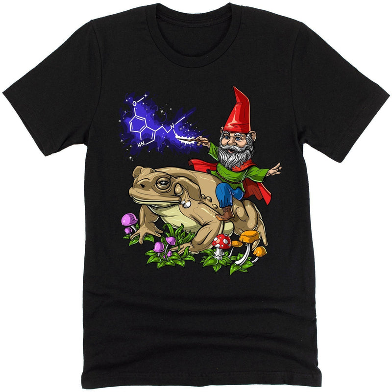Psychedelic DMT Gnome Riding Bufo Alvarius T-Shirt - Psychonautica