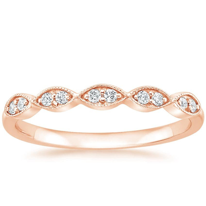 0.20ct Vintage Moissanite Wedding Band, Delicate Half Eternity Ring,  Available in White Gold, Yellow Gold, Rose Gold  or Platinum
