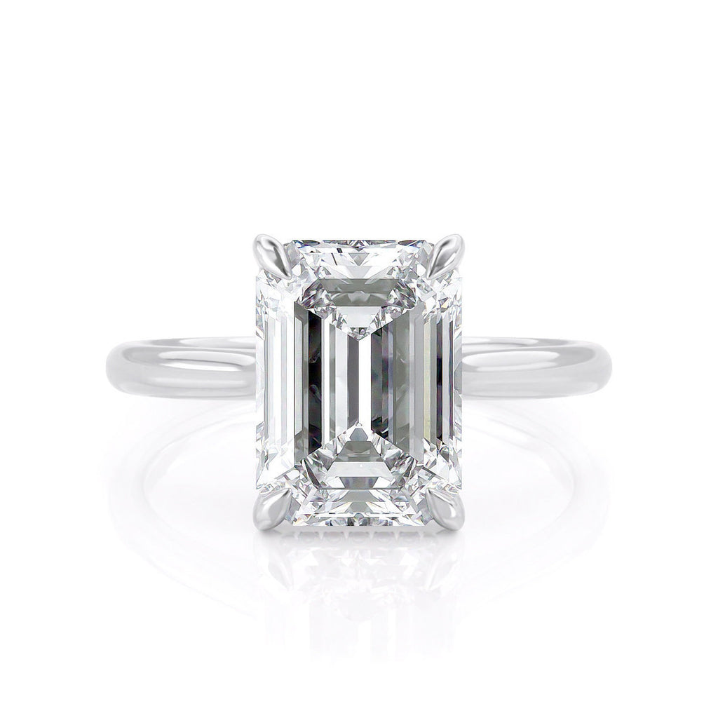 Emerald Cut Hidden Halo Moissanite Engagement Ring – Infinity Diamond ...